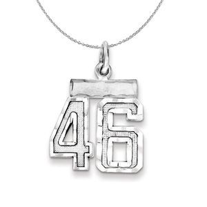 Silver, Varsity Collection, Small D/C Number 46 Necklace - 20 In
